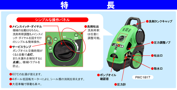 蔵王産業 ジェットマン PWC1817 - 常温水(コールド)高圧洗浄機 02